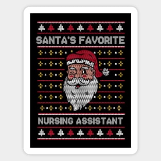 Santa's Favorite Nursing Assistant // Funny Ugly Christmas Sweater // Nurse Assistant Holiday Xmas Magnet